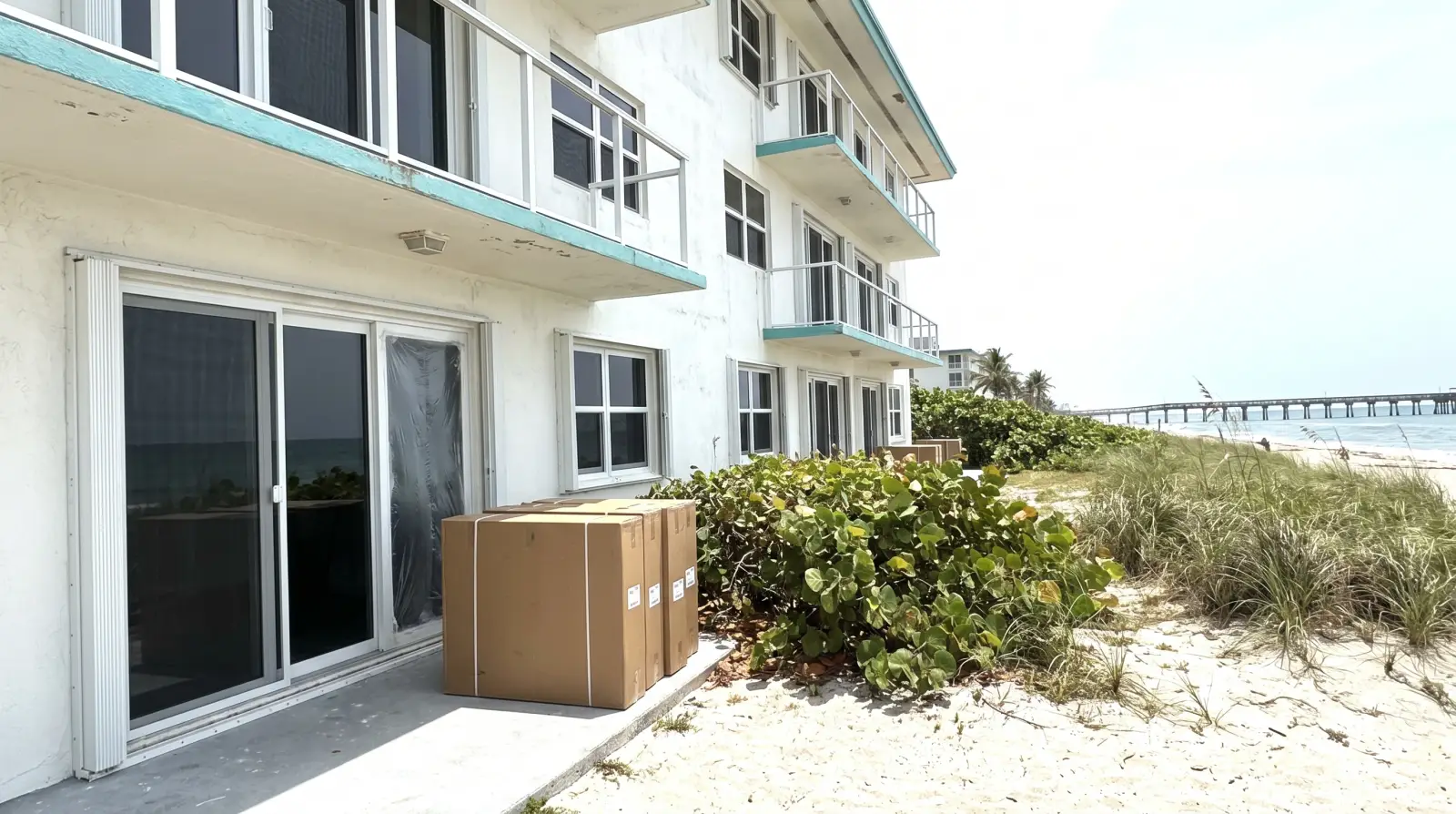 Impact sliding glass doors on a beachfront condo in Lauderdale-by-the-Sea, FL