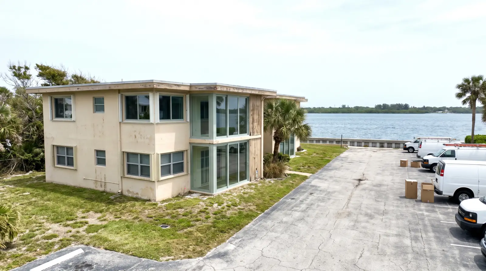 Impact windows on a condo building on Singer Island in Palm Beach Shores, FL
