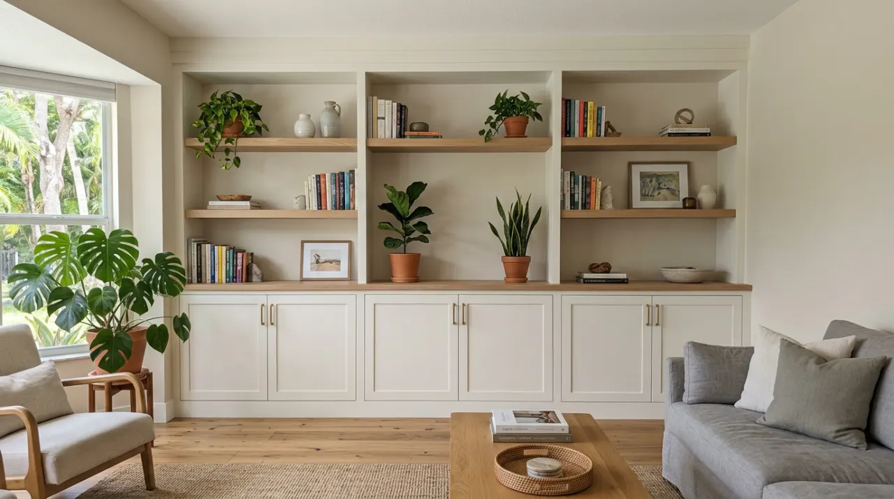 After: new custom built-in cabinetry