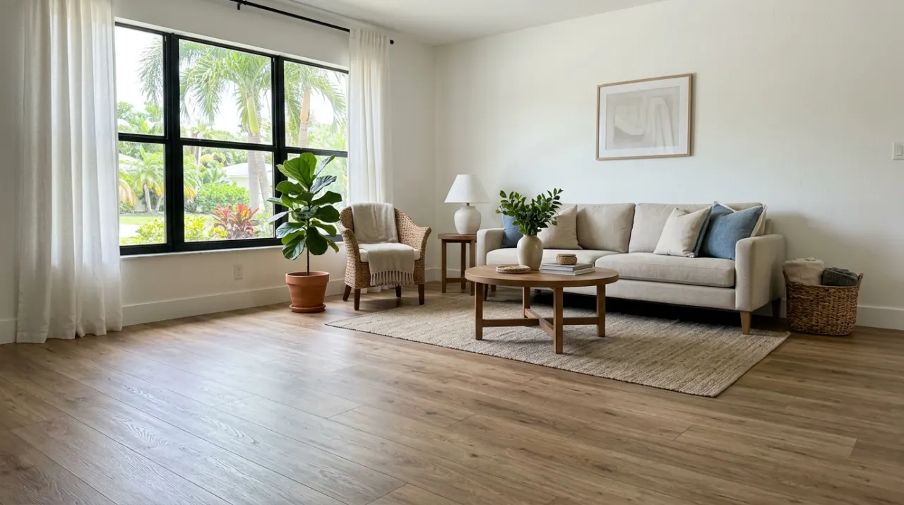 After: new luxury vinyl plank flooring