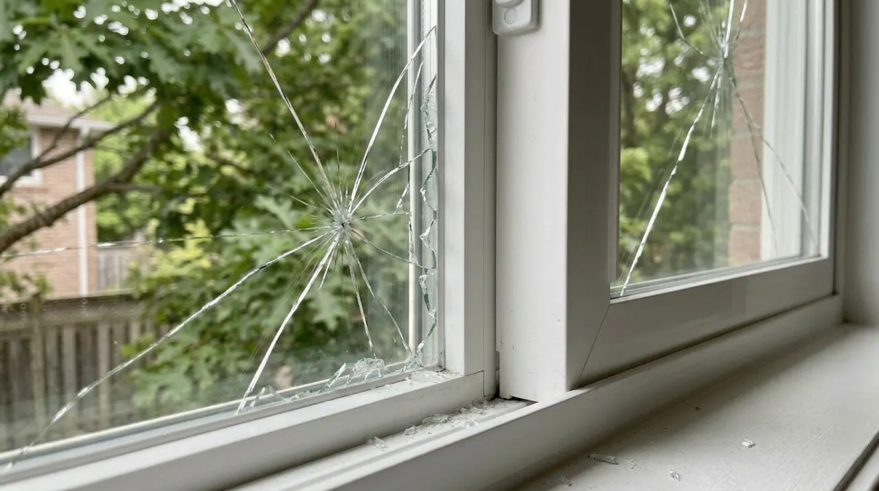 Before: cracked, chipped glass