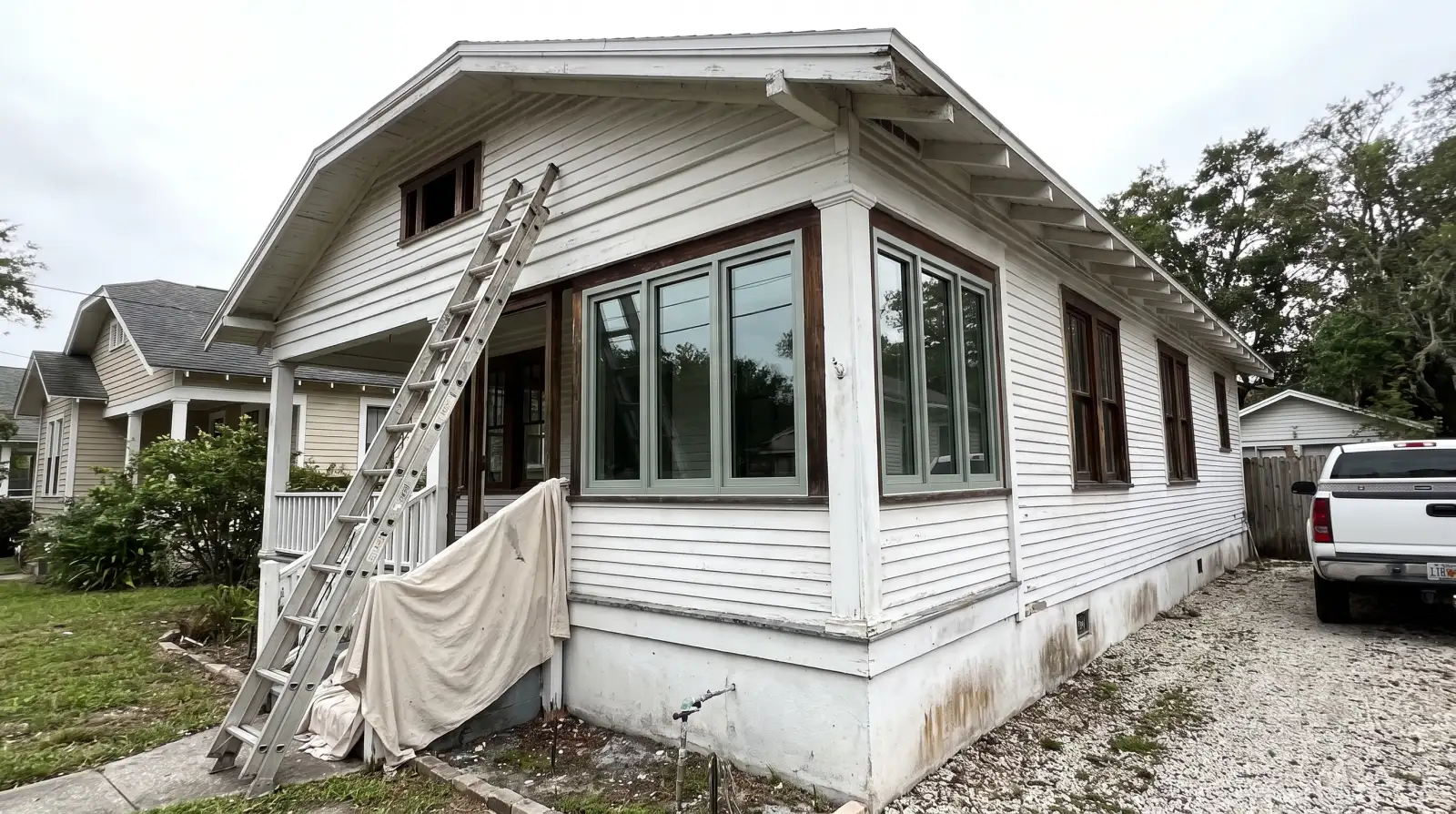 Impact windows on a historic frame cottage in Delray Beach, FL
