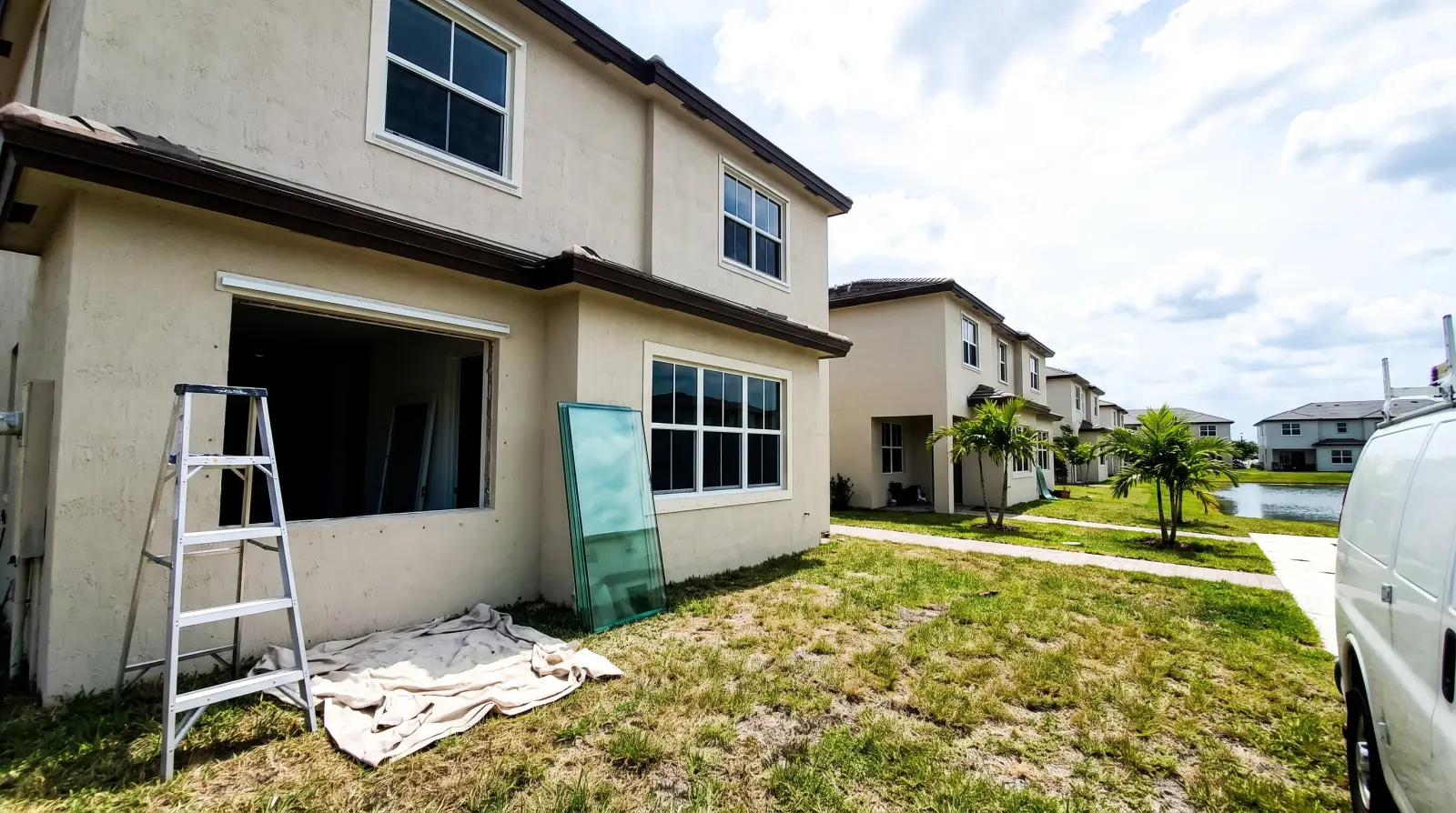 Impact windows on a newer townhome in Doral, FL
