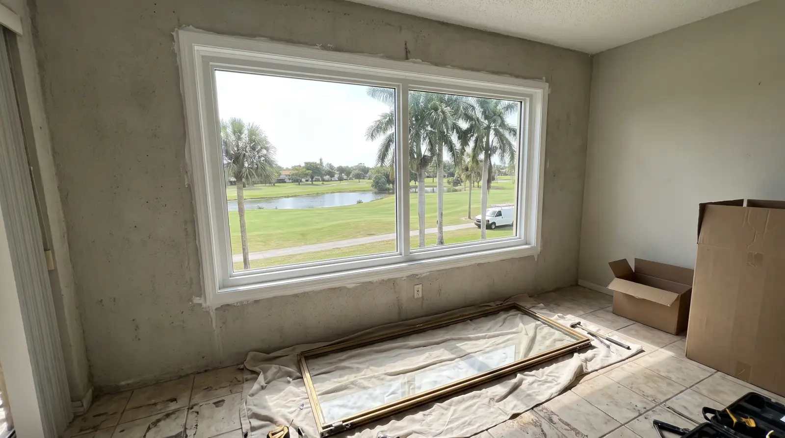 Impact windows being installed in a condo building in Lauderhill, FL