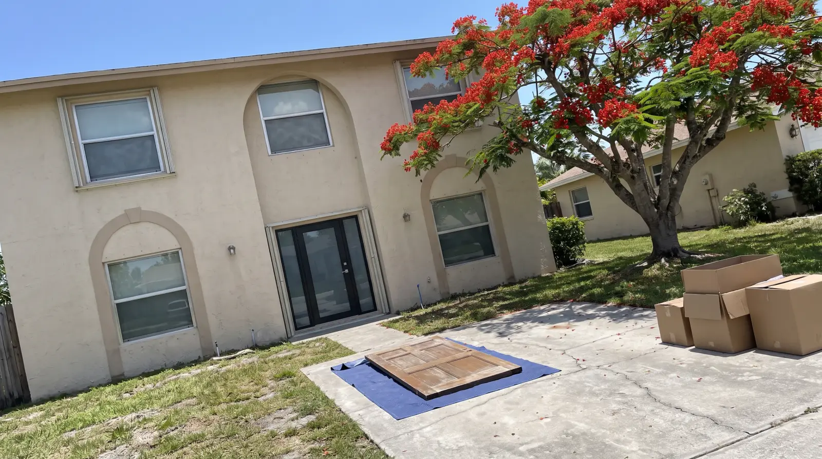 Impact front door on an older home in Miami, FL