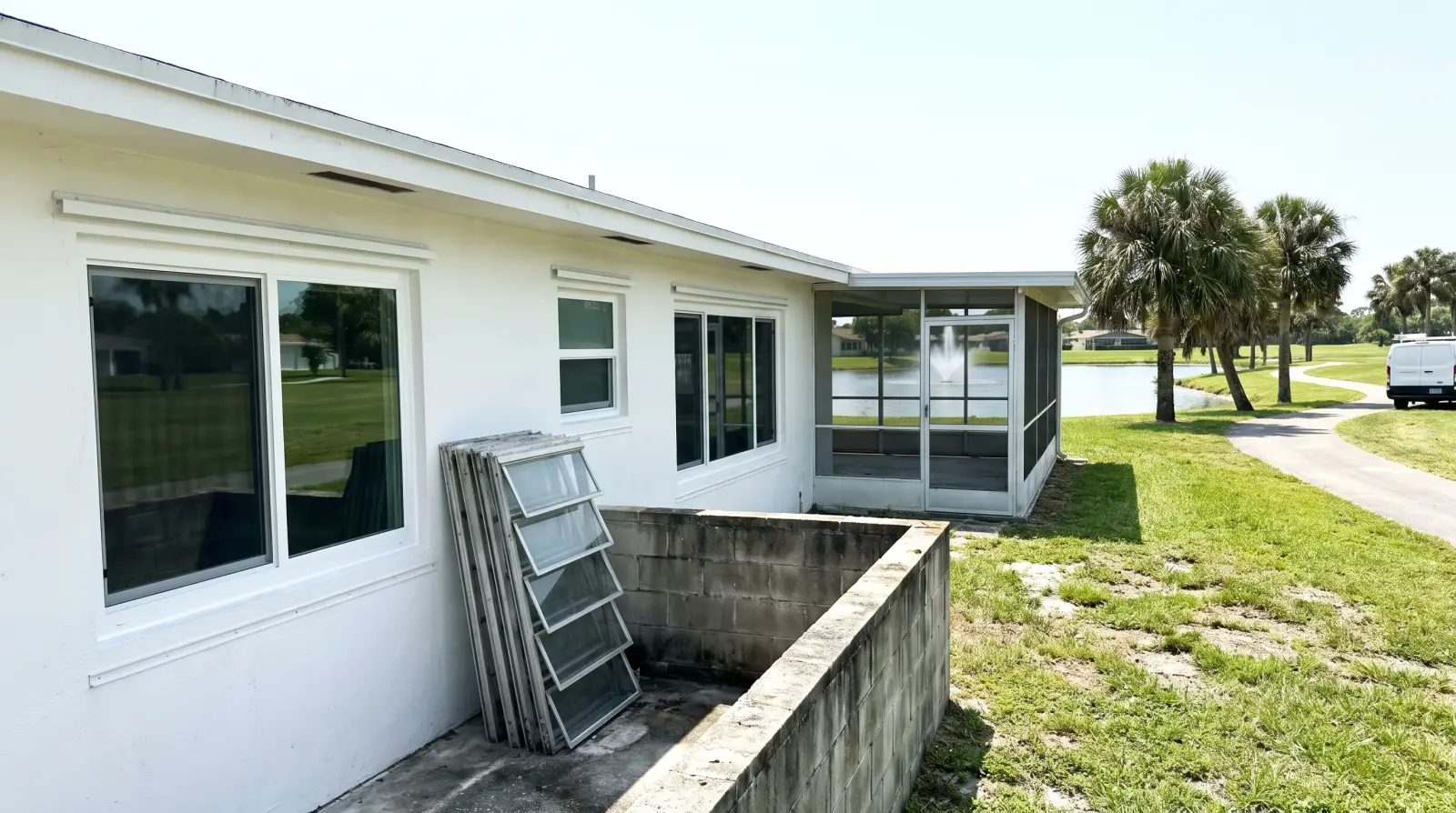 Impact windows being installed on a villa in Tamarac, FL