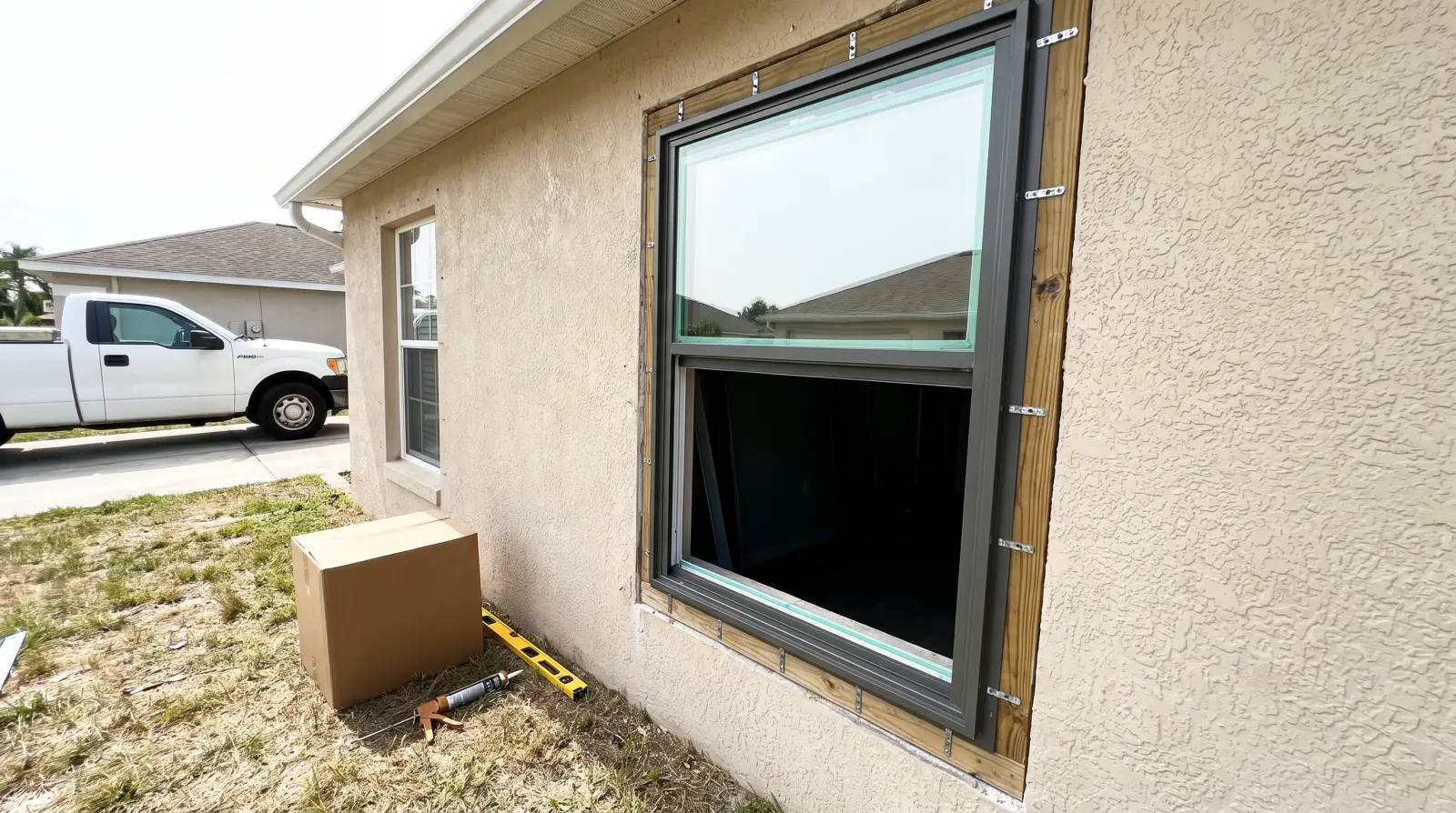 Impact windows being installed on a single-family home in Wellington, FL